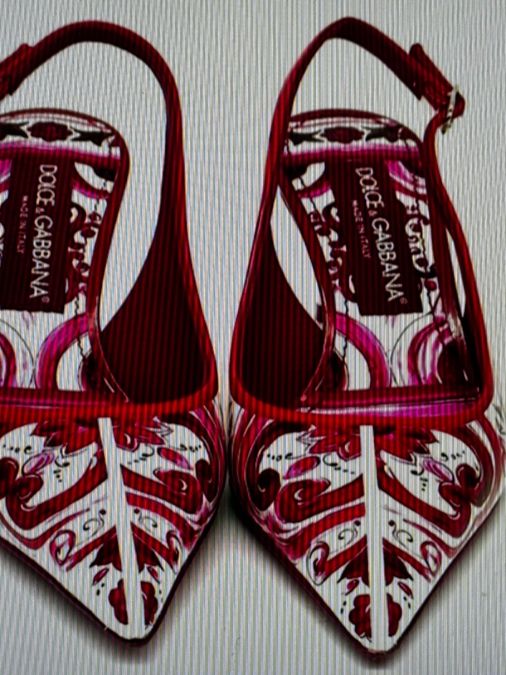 Dolce & Gabbana Lollo 60 Majolica Patent Leather Slingback Pump Heels Shoes